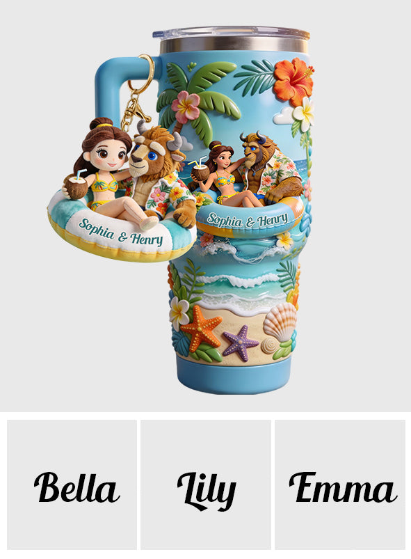 Summer Vibes - Personalized Beauty And The Beast Tumbler With Plush Charm