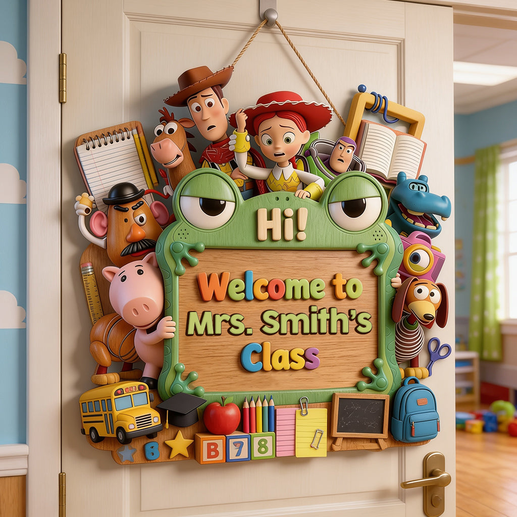 Teacher's Story Welcome Sign - Personalized Teacher Custom Shaped Wood Sign
