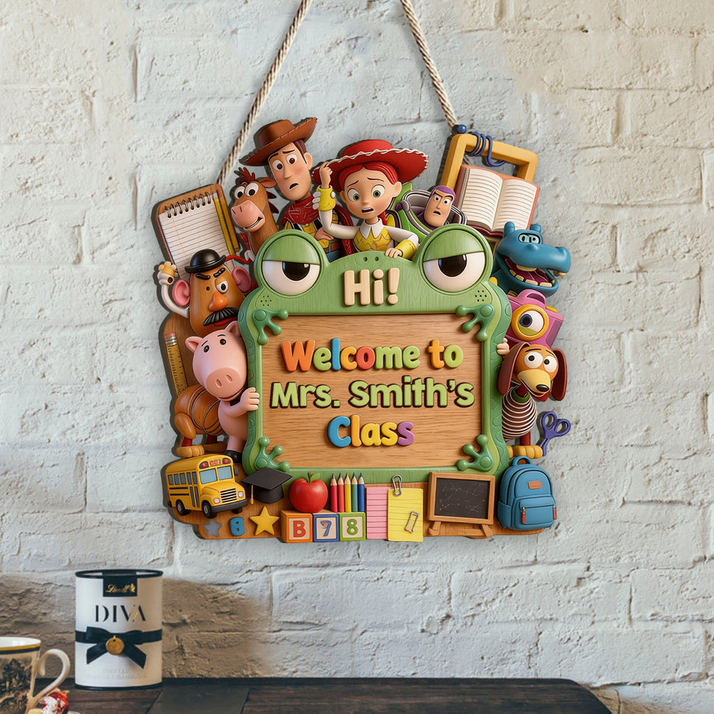 Teacher's Story Welcome Sign - Personalized Teacher Custom Shaped Wood Sign