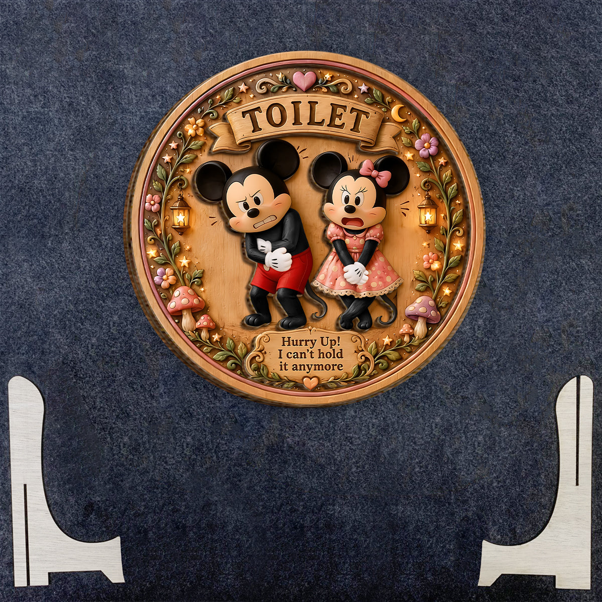 Cartoon Mouse Fans, Toilet Door Sign - Mouse 2 Layered Wood Sign / Wood Plaque