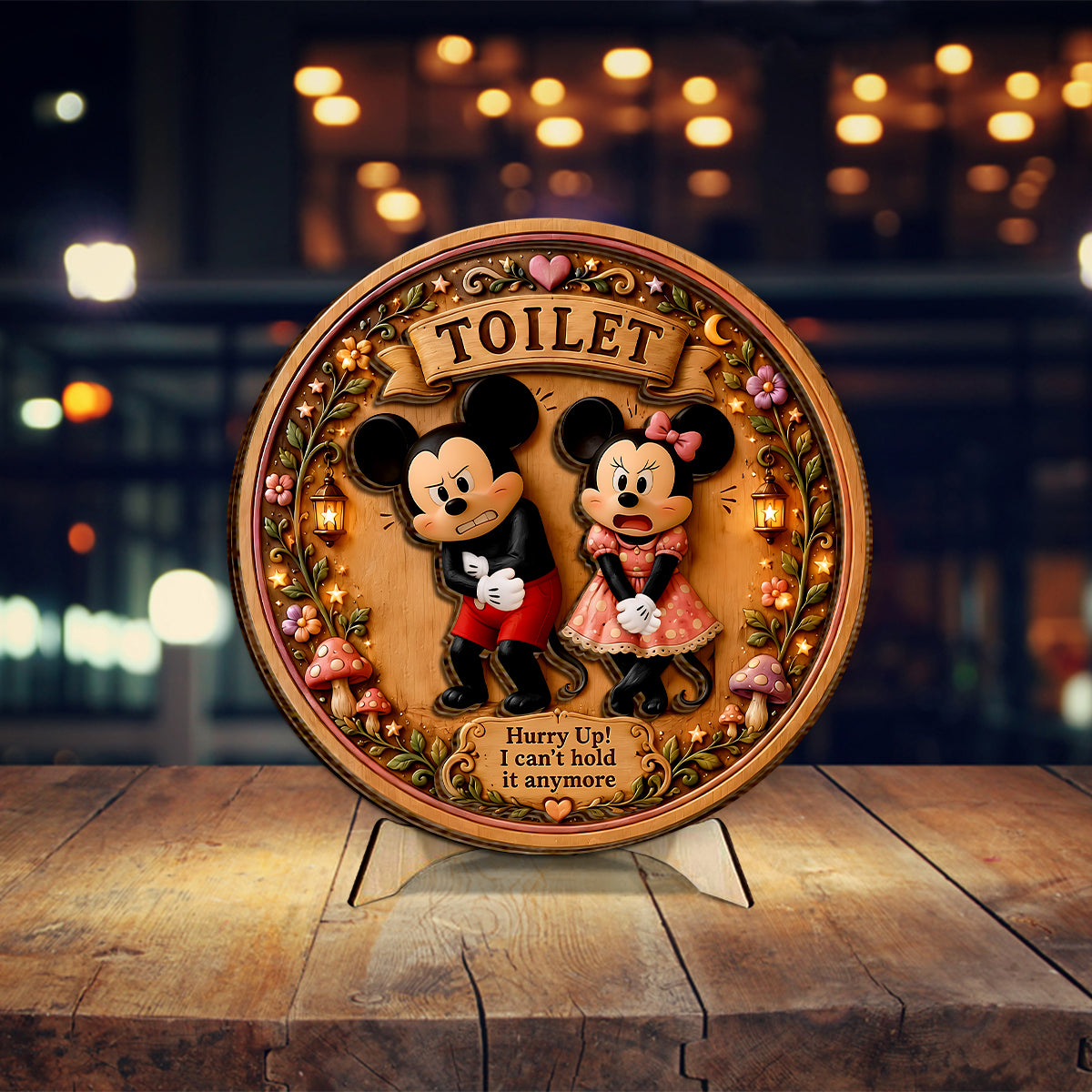 Cartoon Mouse Fans, Toilet Door Sign - Mouse 2 Layered Wood Sign / Wood Plaque