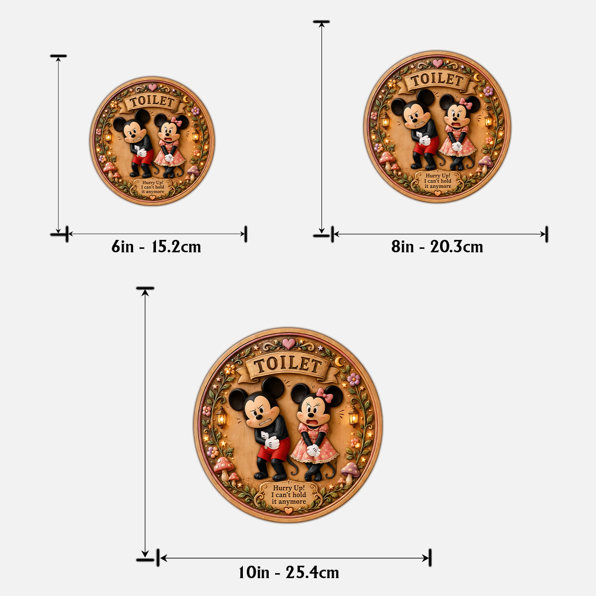 Cartoon Mouse Fans, Toilet Door Sign - Mouse 2 Layered Wood Sign / Wood Plaque