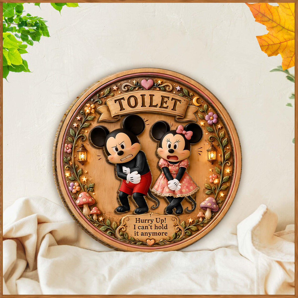 Cartoon Mouse Fans, Toilet Door Sign - Mouse 2 Layered Wood Sign / Wood Plaque