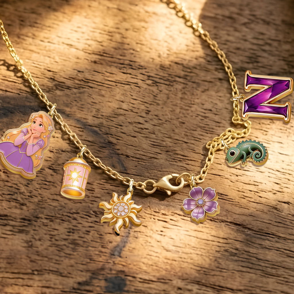 Beautiful Princess With Long Hair - Personalized Beautiful Princess Metal Necklaces With Pendants