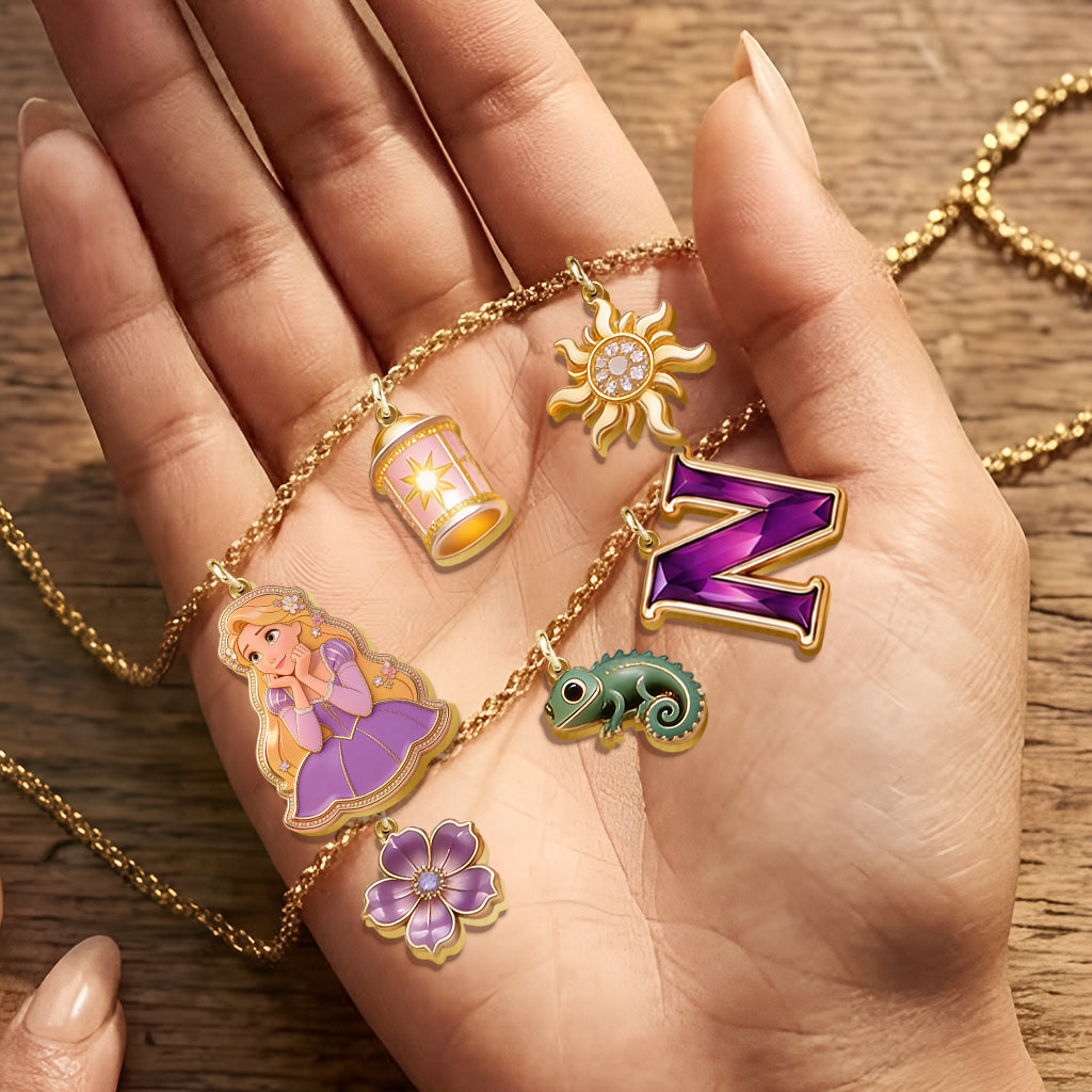 Beautiful Princess With Long Hair - Personalized Beautiful Princess Metal Necklaces With Pendants