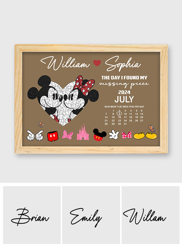 The Day I Found My Missing Piece - Personalized Couple Light Photo Frame