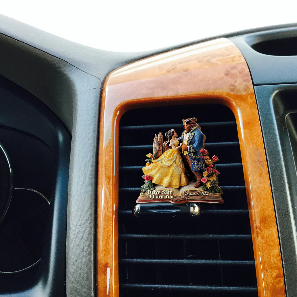 Drive Safe! I Love You - Personalized Couple Shaped Car Visor Clip