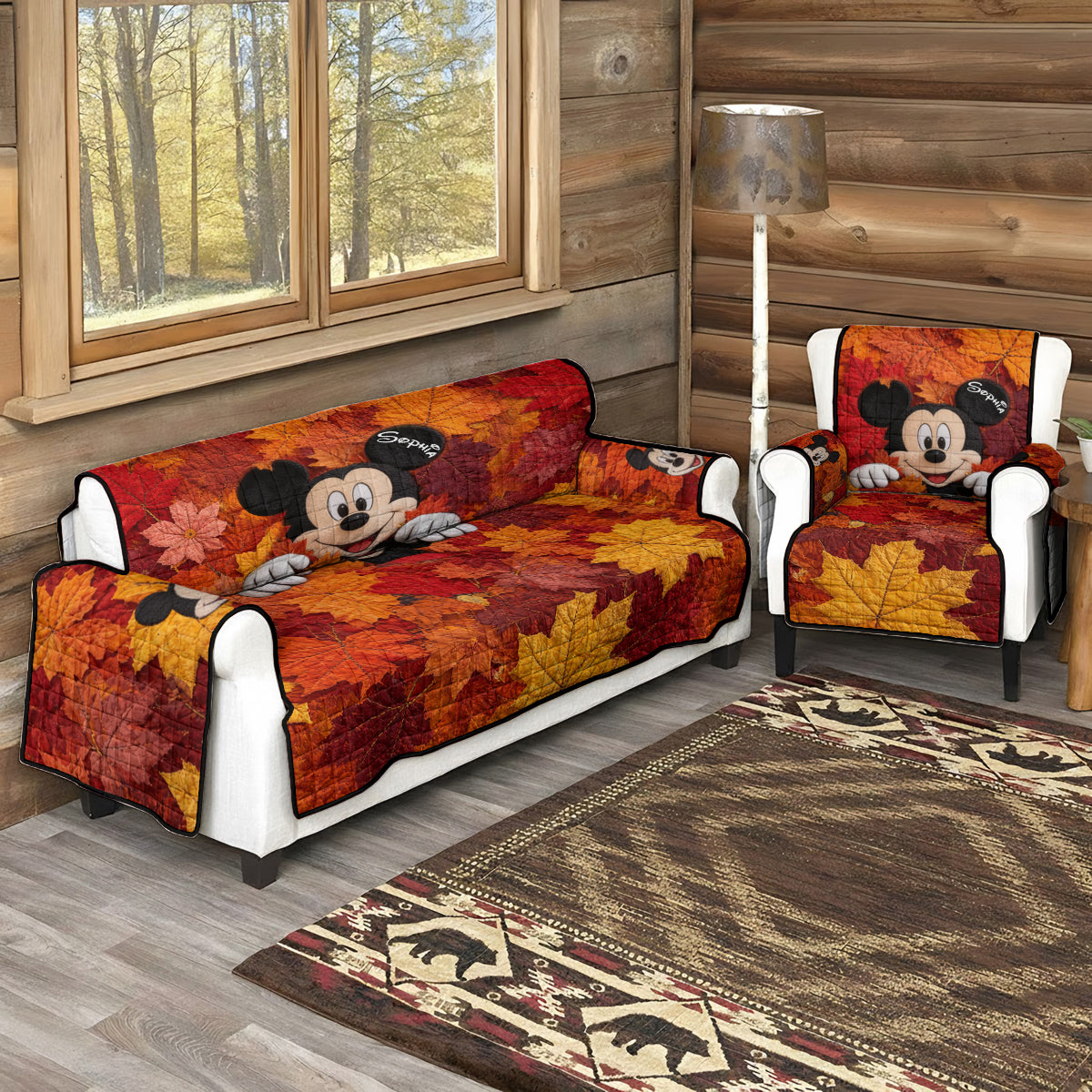 Hello Fall - Personalized Mouse Quilted Sofa/Couch Cover