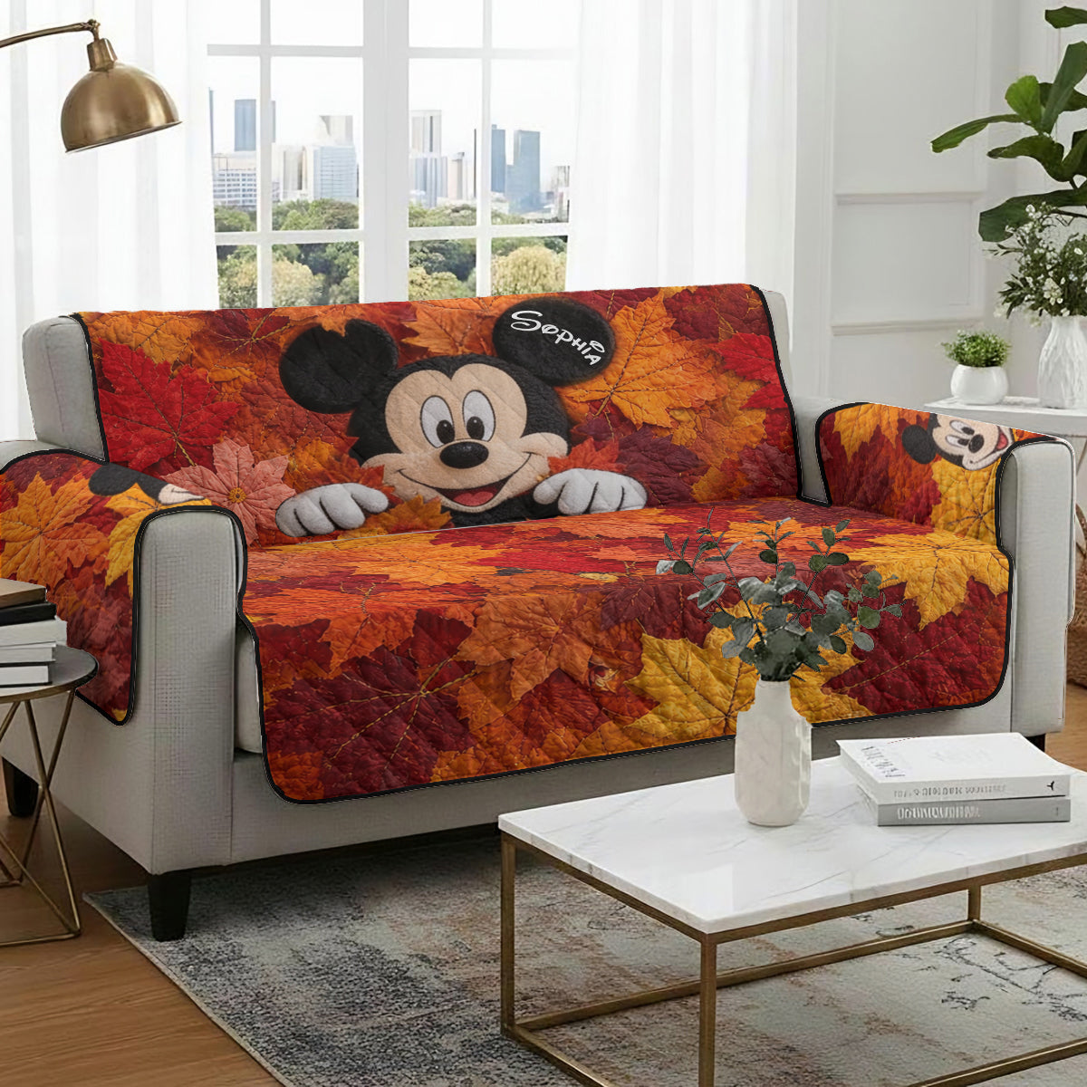 Hello Fall - Personalized Mouse Quilted Sofa/Couch Cover