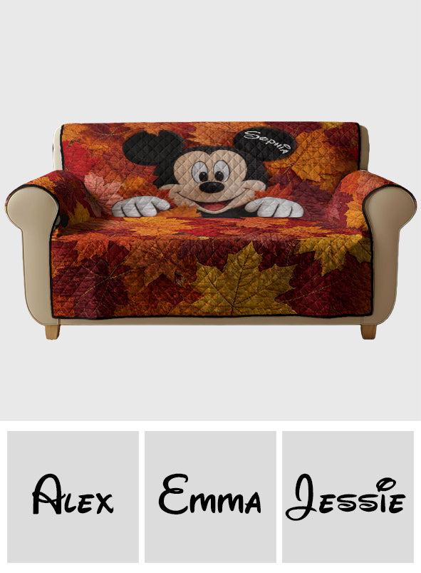 Hello Fall - Personalized Mouse Quilted Sofa/Couch Cover