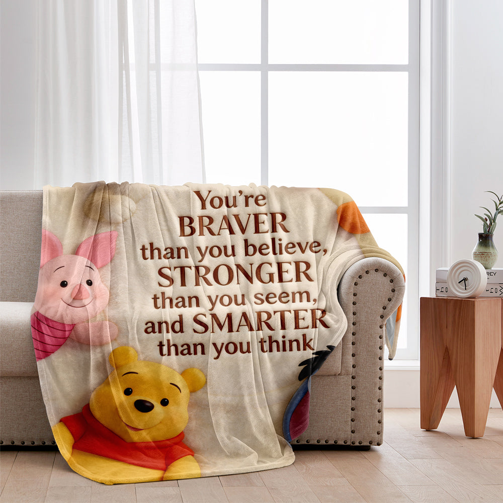 You're Brave, Smart, Strong - Personalized Yellow Bear Blanket