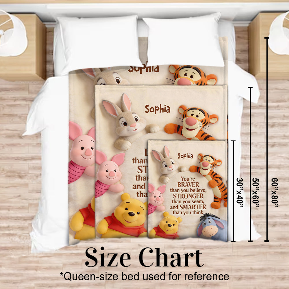 You're Brave, Smart, Strong - Personalized Yellow Bear Blanket