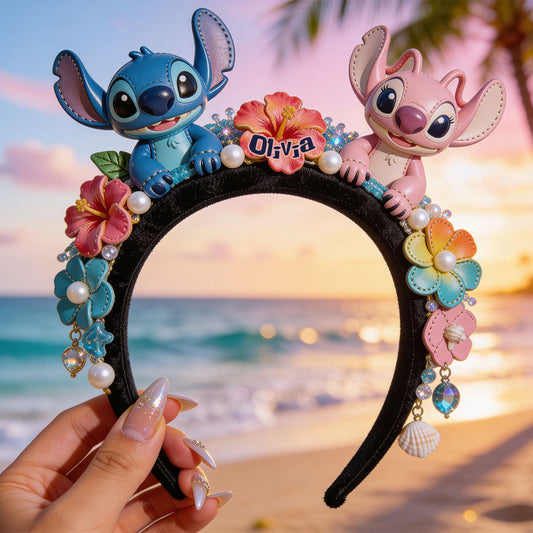 Ohana Hawaii Monster - Personalized Ohana Shaped Leather Headband