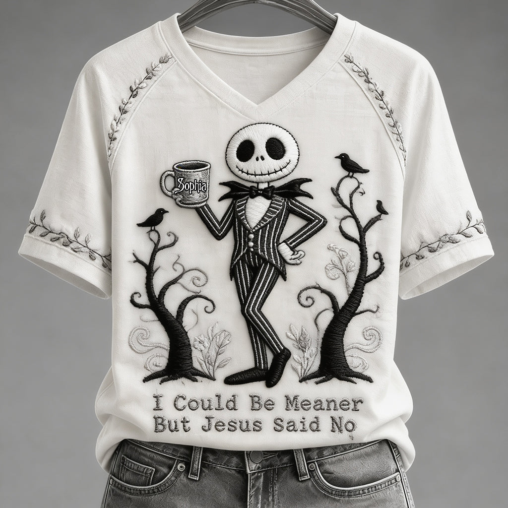 I Could Be Meaner - Personalized Nightmare Fully Printed V-Neck T-Shirt