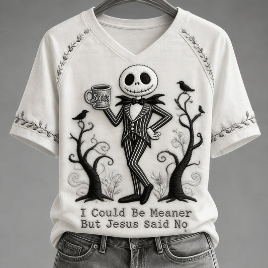 I Could Be Meaner - Personalized Nightmare Fully Printed V-Neck T-Shirt