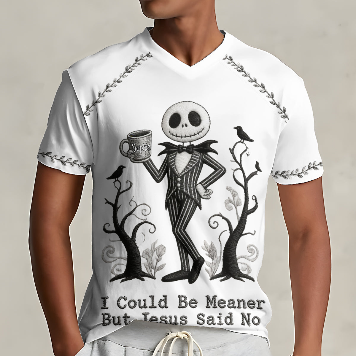 I Could Be Meaner - Personalized Nightmare Fully Printed V-Neck T-Shirt