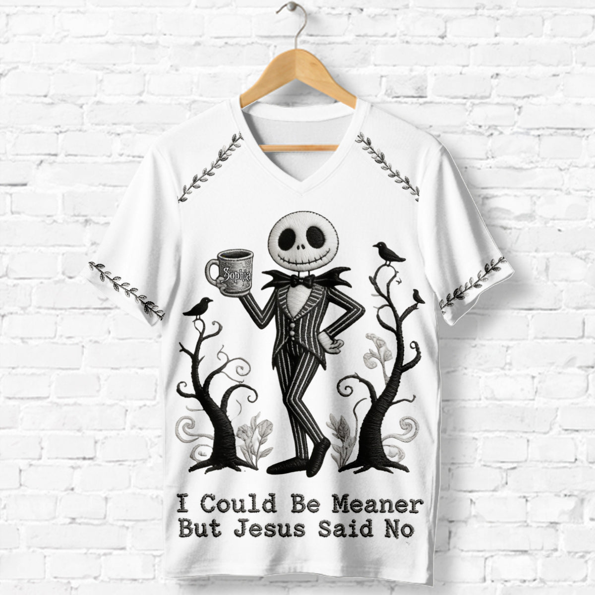 I Could Be Meaner - Personalized Nightmare Fully Printed V-Neck T-Shirt