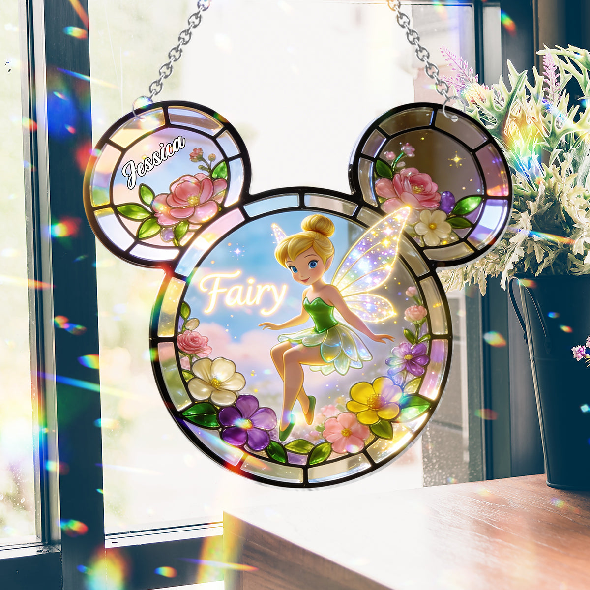 Enchanted Wings - Personalized Flying Fairy Window Hanging Suncatcher Ornament