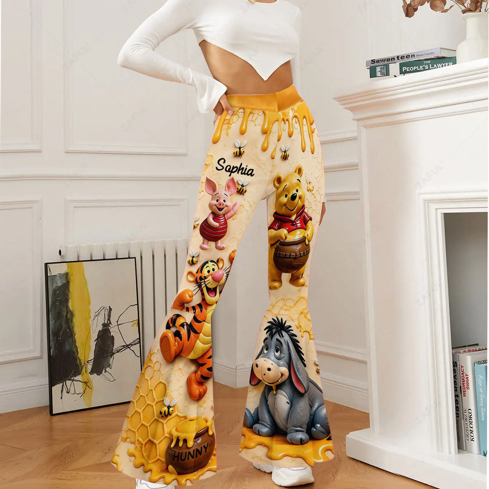 Honey Bear - Personalized Yellow Bear Flare Leggings