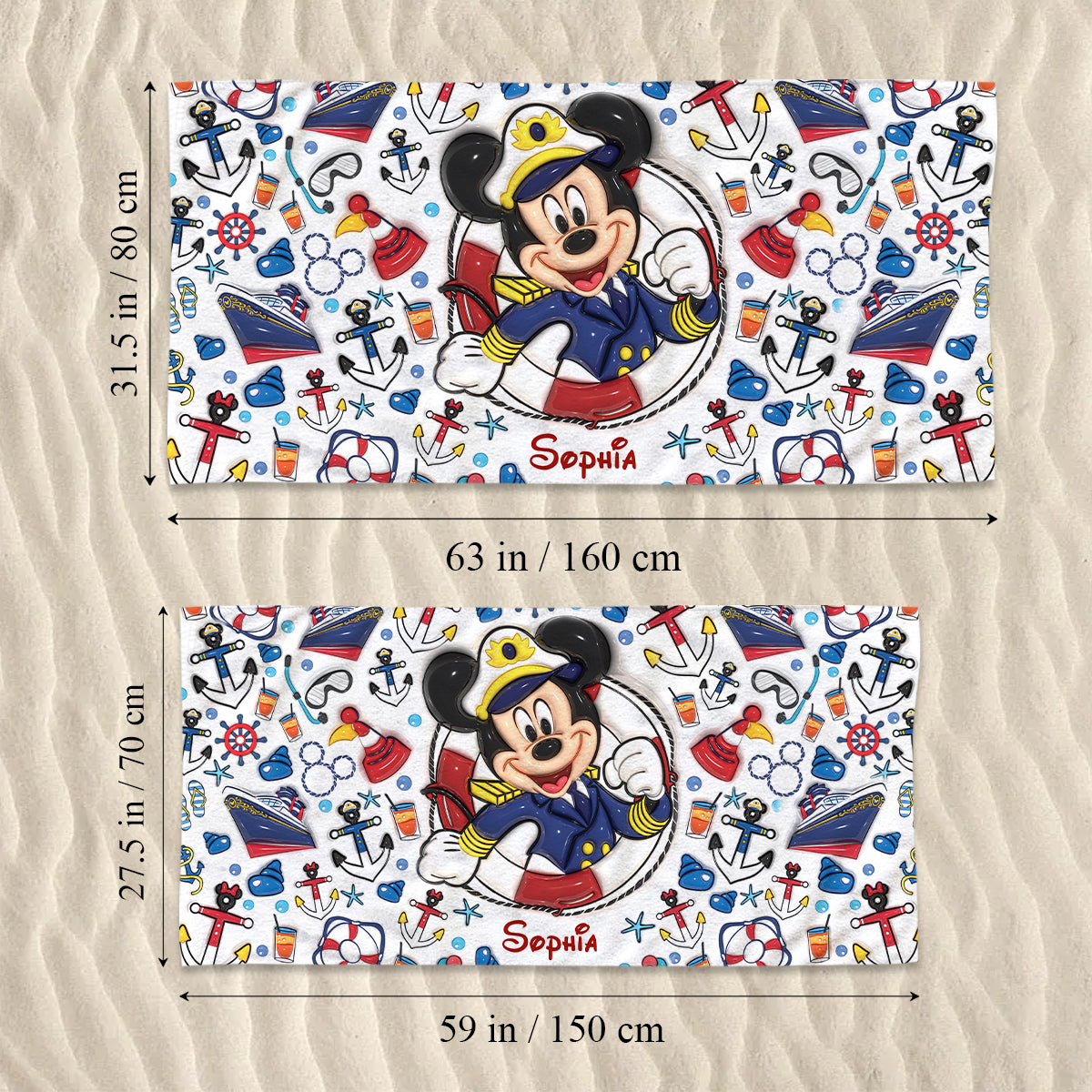 Family Cruise Trip - Personalized Mouse Quick-dry Beach Towel/ Bath Towel
