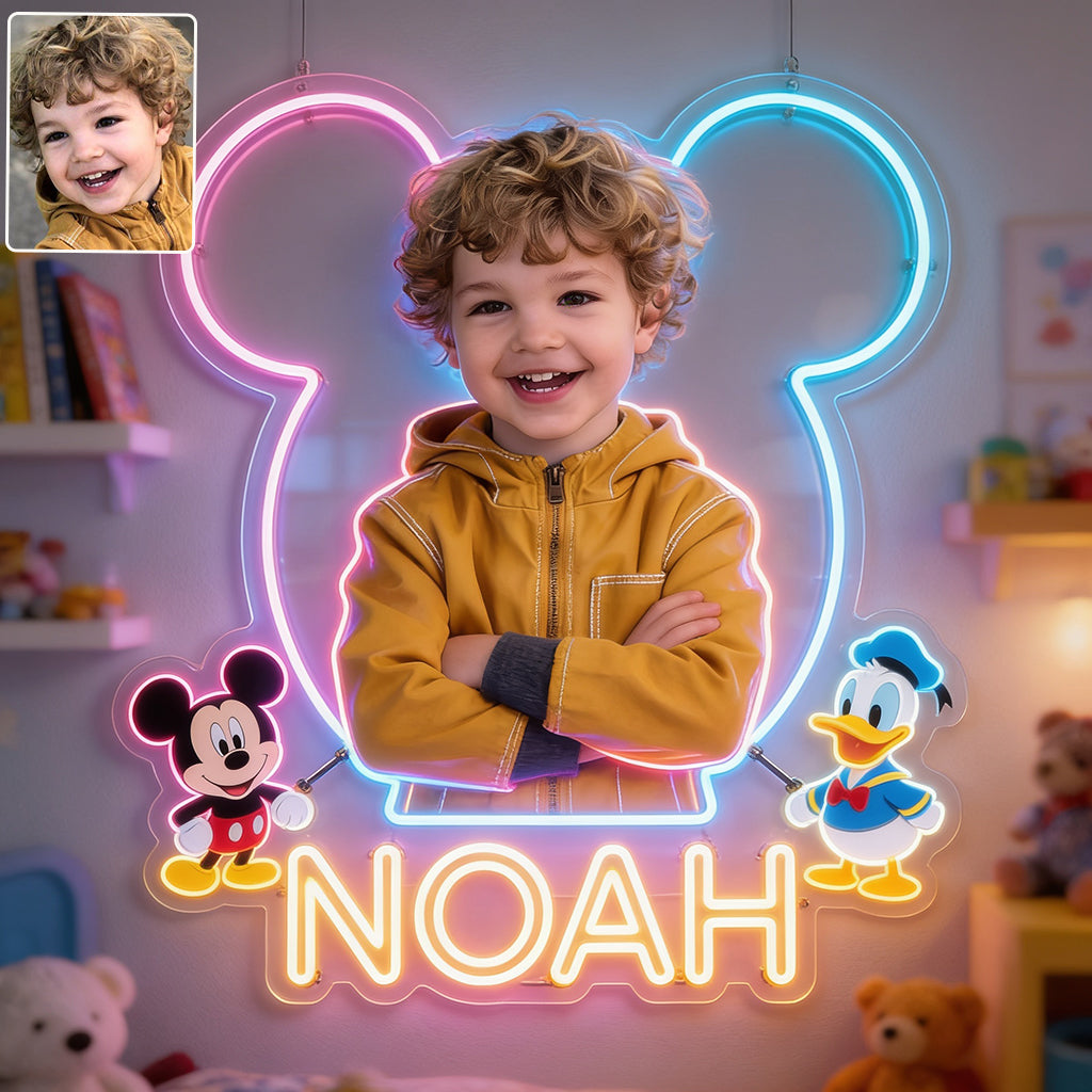 Any Photo Any Theme - Mouse, Ohana,... - Personalized Kid Neon LED Light Sign