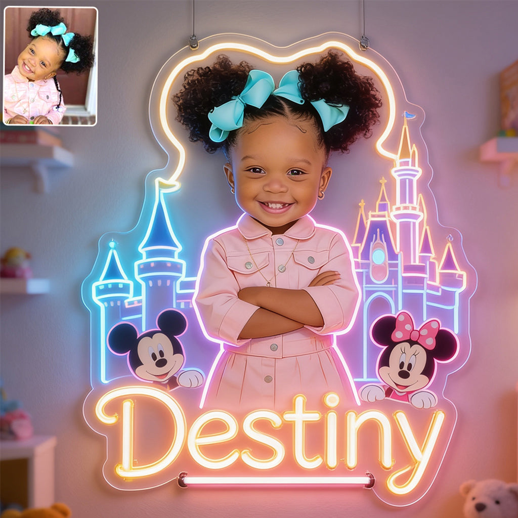 Any Photo Any Theme - Mouse, Ohana,... - Personalized Kid Neon LED Light Sign