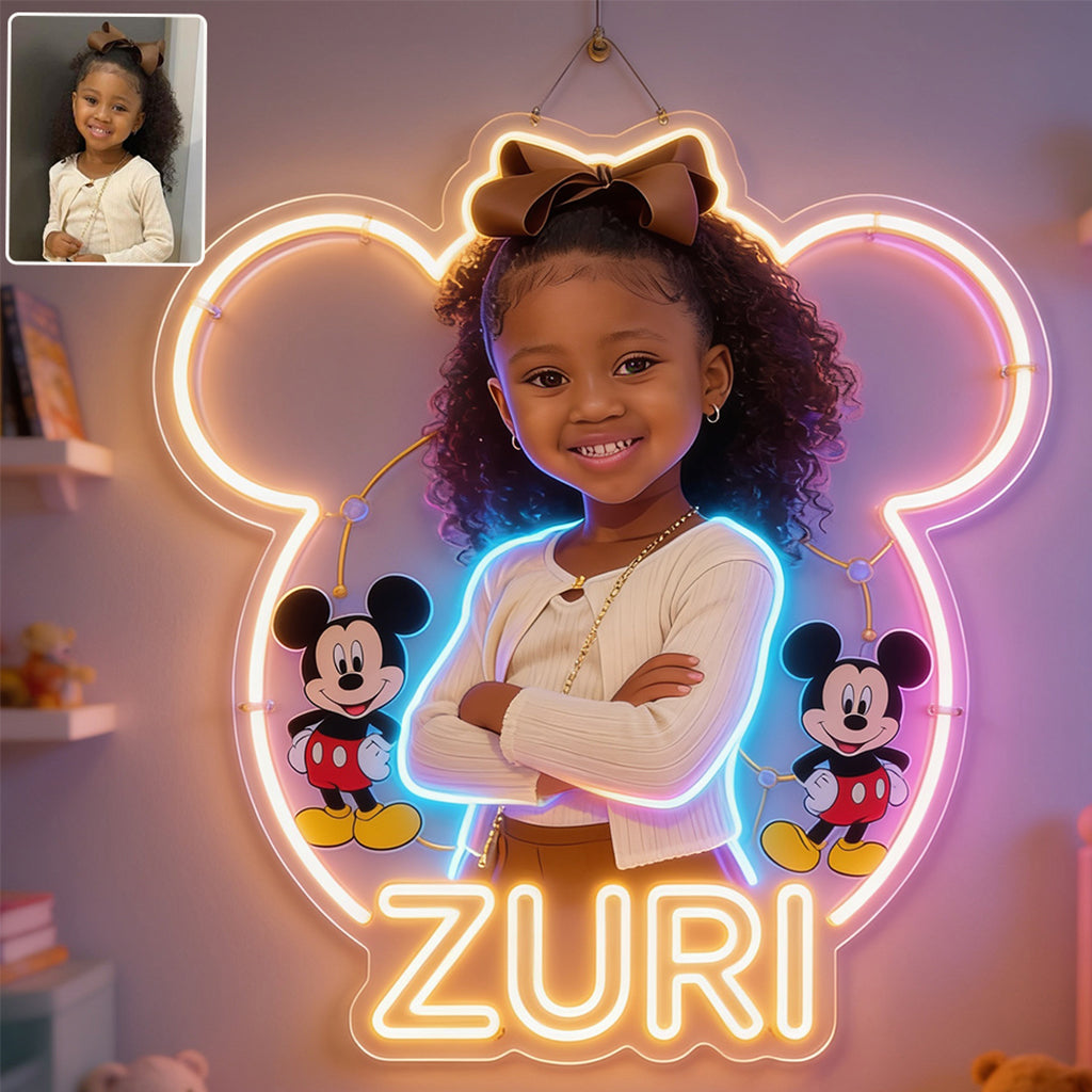 Any Photo Any Theme - Mouse, Ohana,... - Personalized Kid Neon LED Light Sign