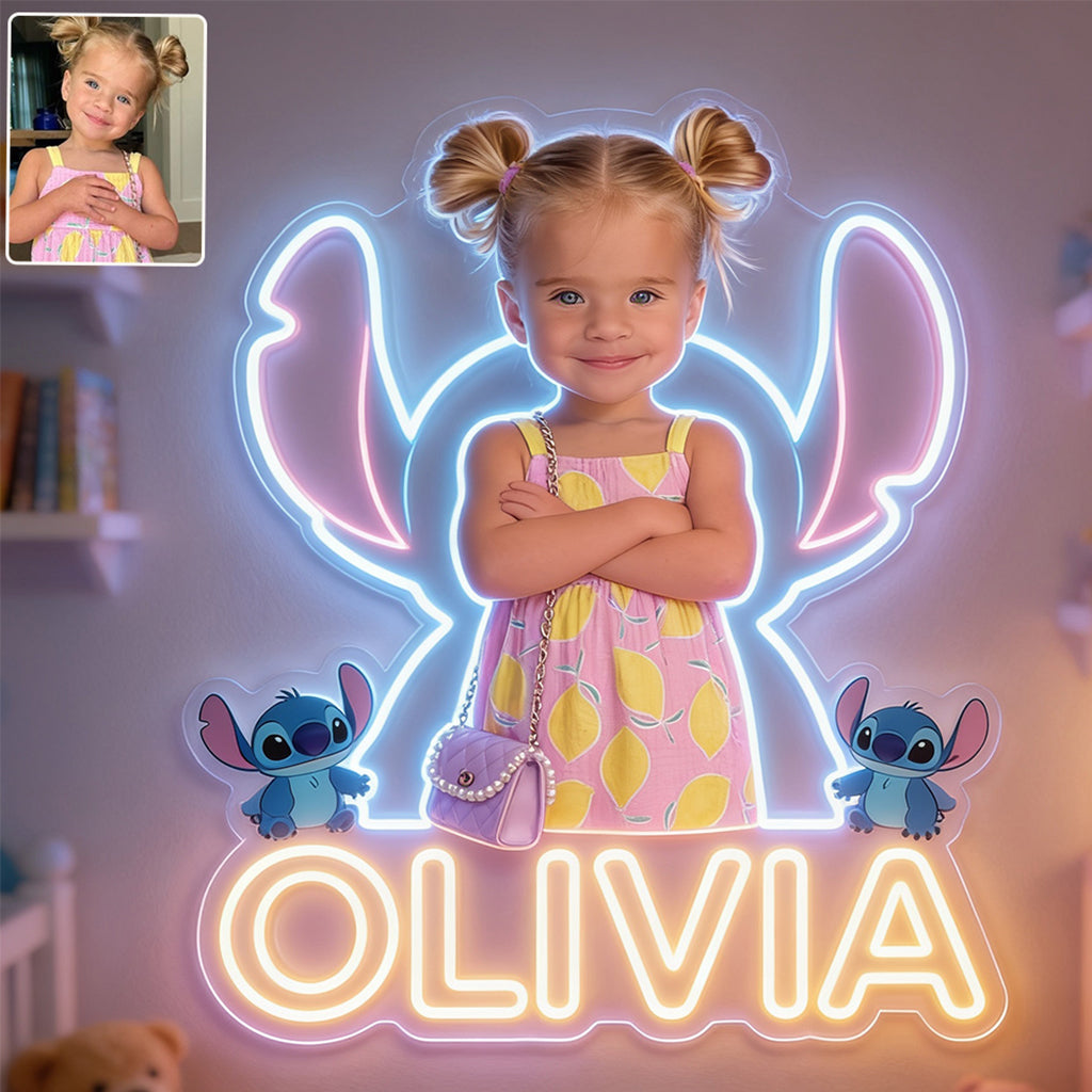 Any Photo Any Theme - Mouse, Ohana,... - Personalized Kid Neon LED Light Sign
