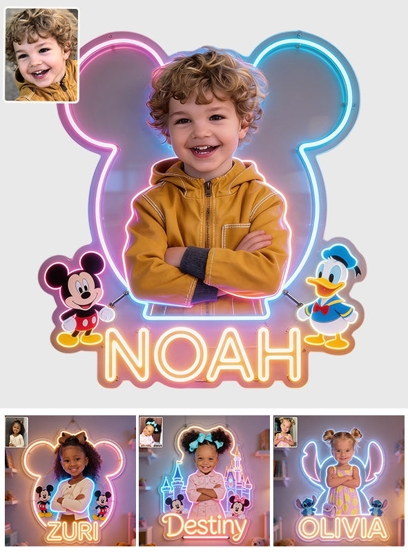 Any Photo Any Theme - Mouse, Ohana,... - Personalized Kid Neon LED Light Sign