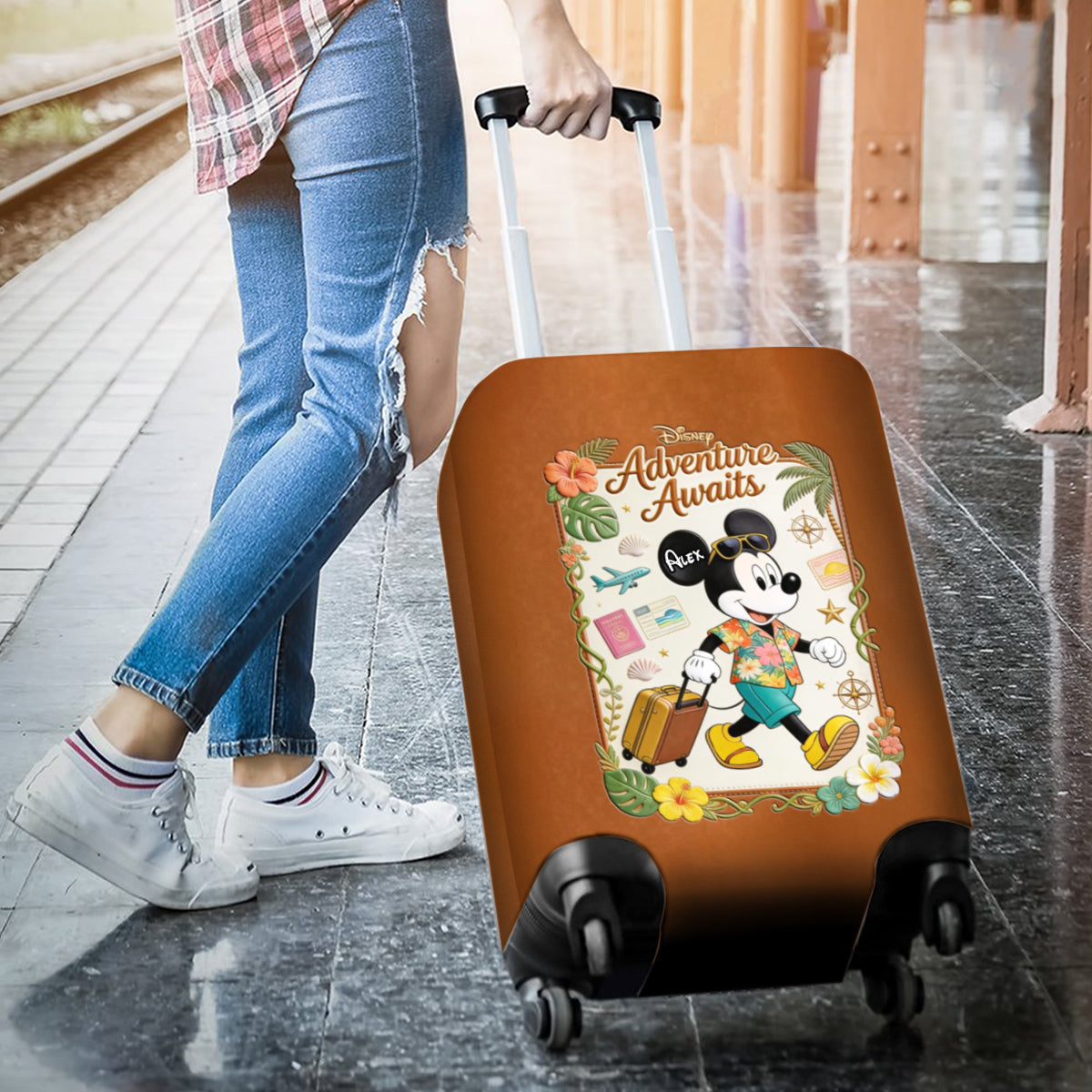 Adventure Awaits - Personalized Mouse Luggage Cover