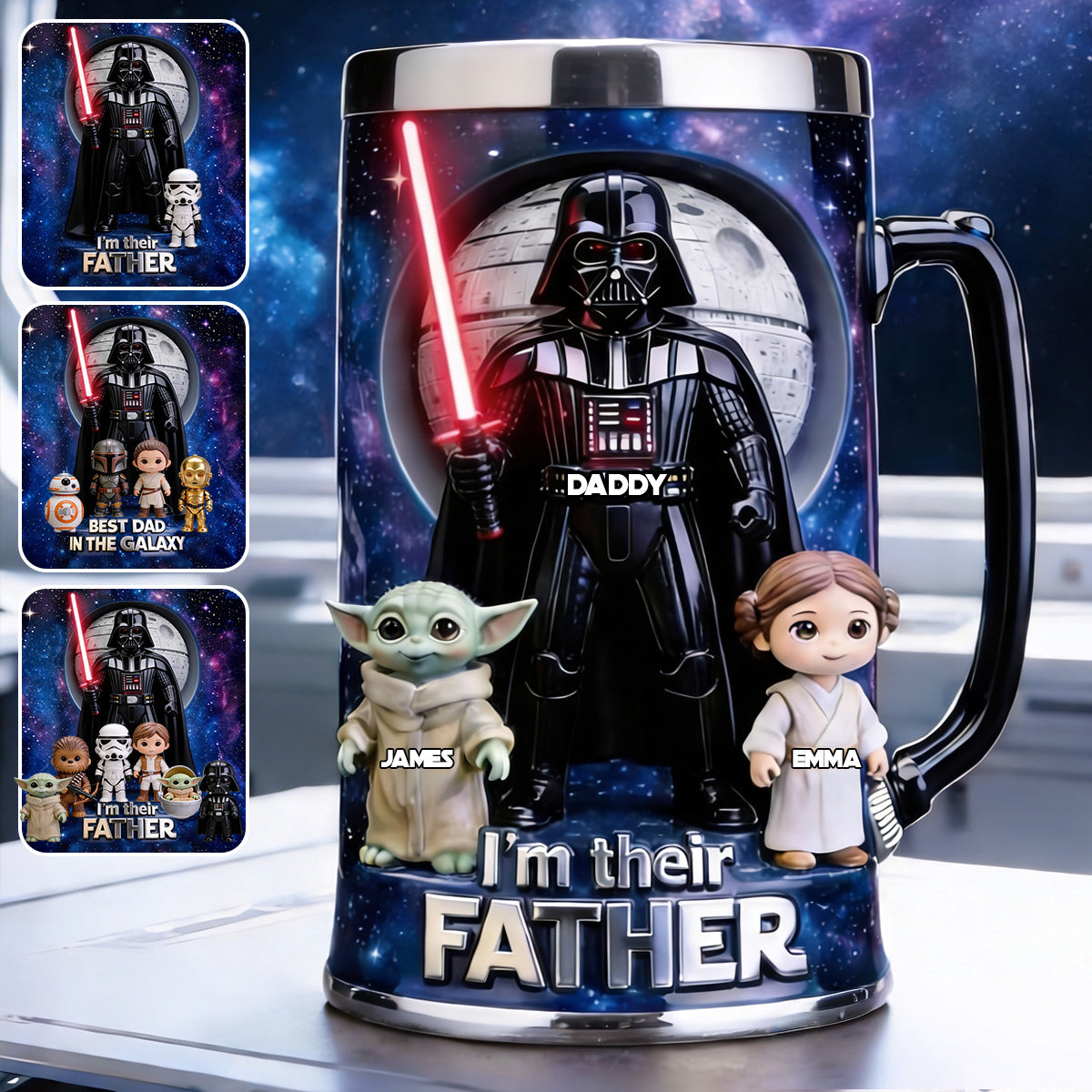 Best Dad In The Galaxy - Personalized The Force Beer Stein