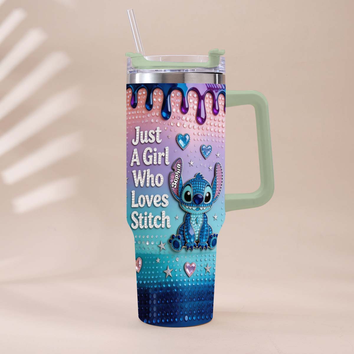 Just A Girl Who Loves Blue Monster - Personalized Ohana Tumbler With Handle