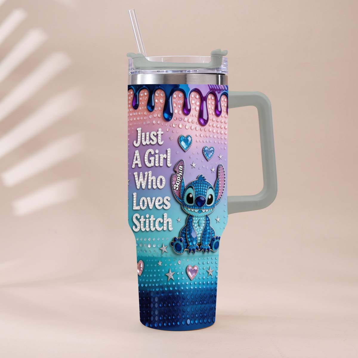 Just A Girl Who Loves Blue Monster - Personalized Ohana Tumbler With Handle