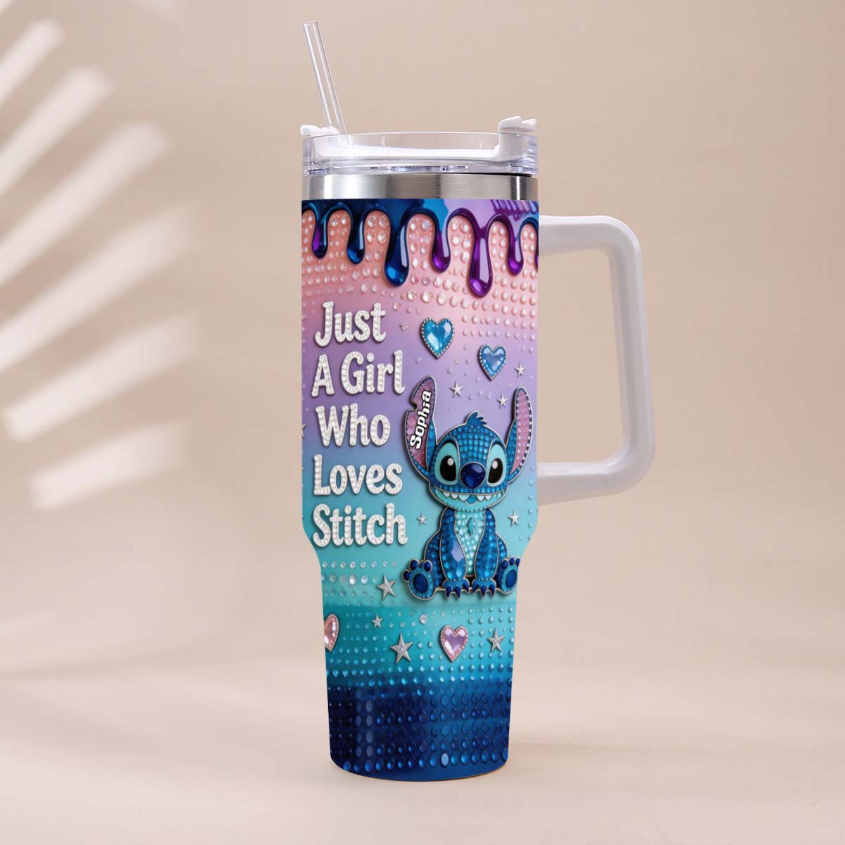 Just A Girl Who Loves Blue Monster - Personalized Ohana Tumbler With Handle