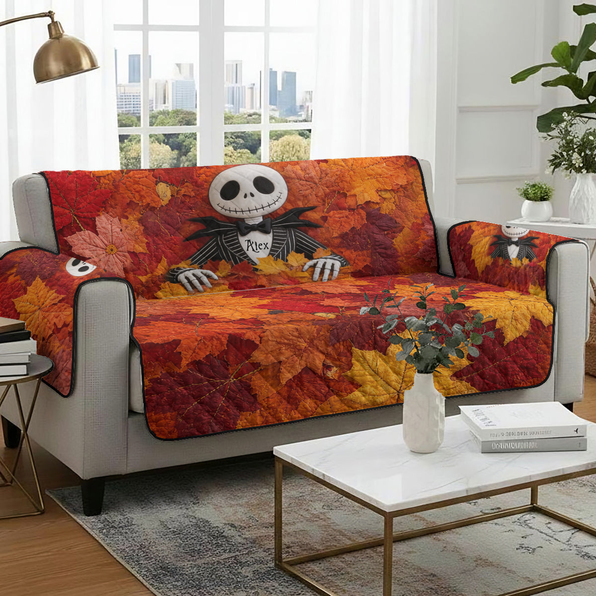 Hello Fall - Personalized Nightmare Quilted Sofa/Couch Cover