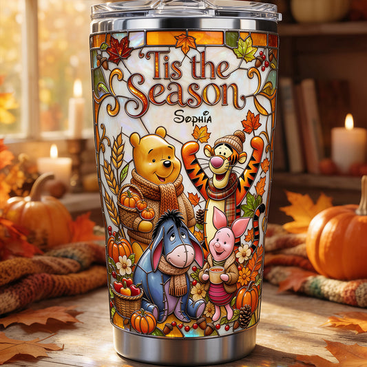 Tis The Season - Personalized Yellow Bear Tumbler