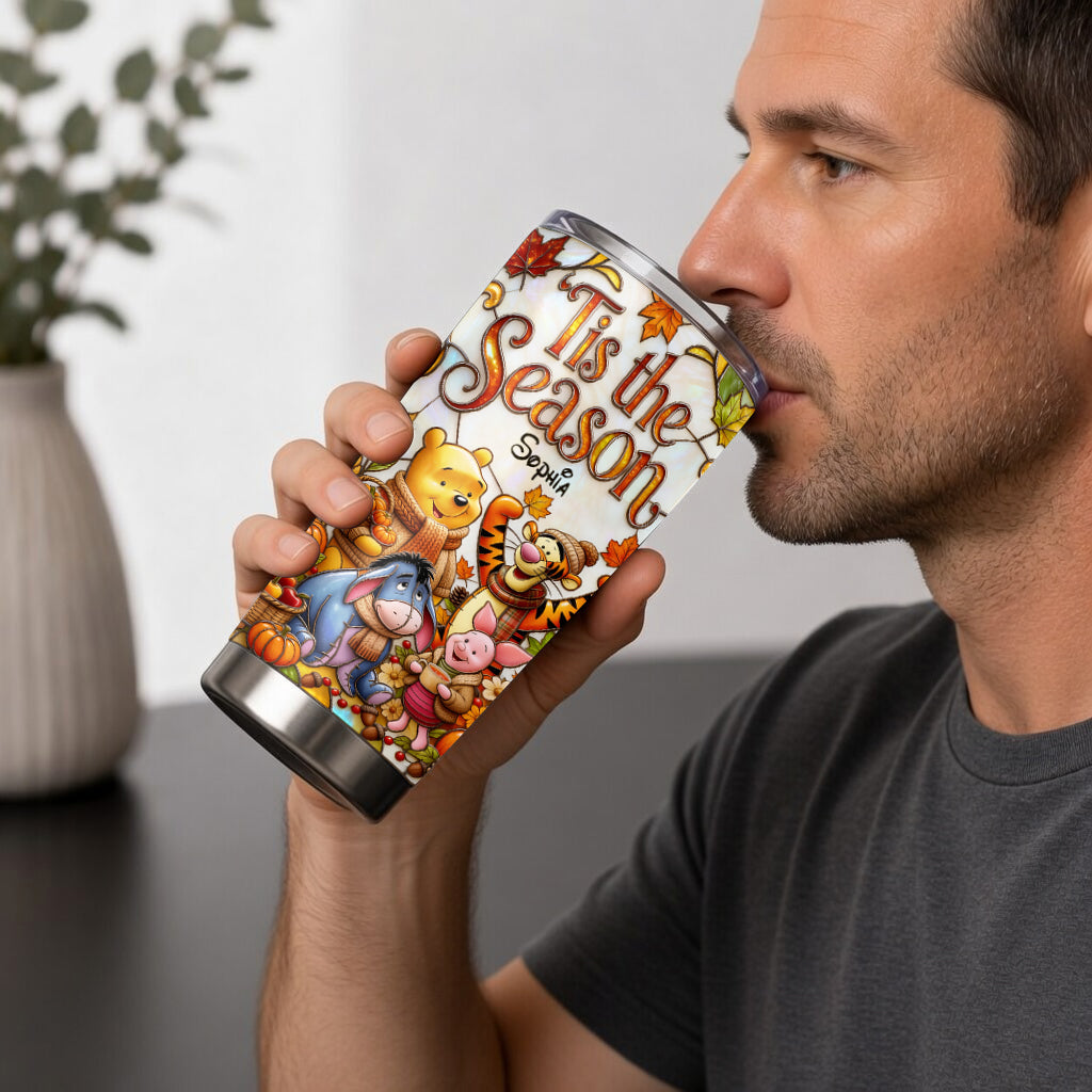Tis The Season - Personalized Yellow Bear Tumbler