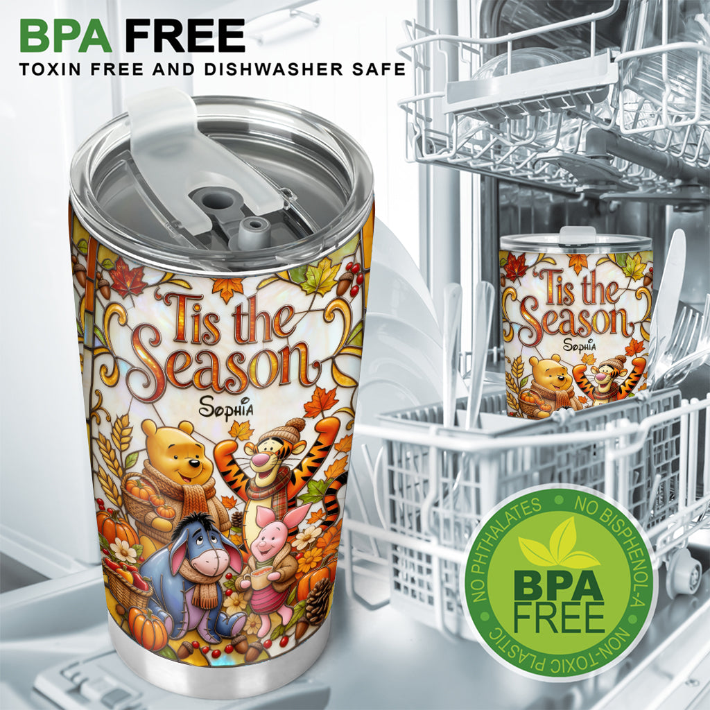 Tis The Season - Personalized Yellow Bear Tumbler