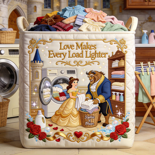 Love Makes Every Load Lighter - Personalized Beauty And The Beast Storage Basket