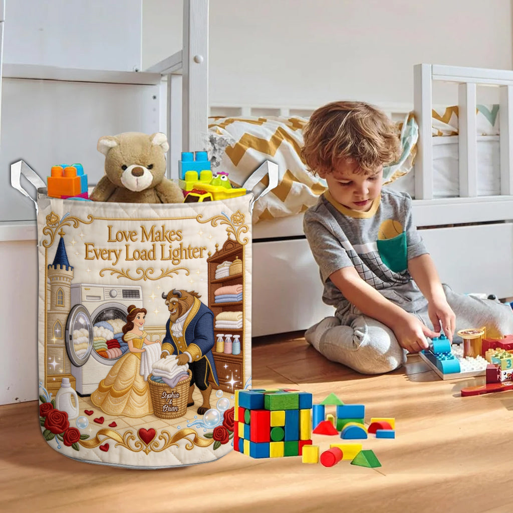 Love Makes Every Load Lighter - Personalized Beauty And The Beast Storage Basket