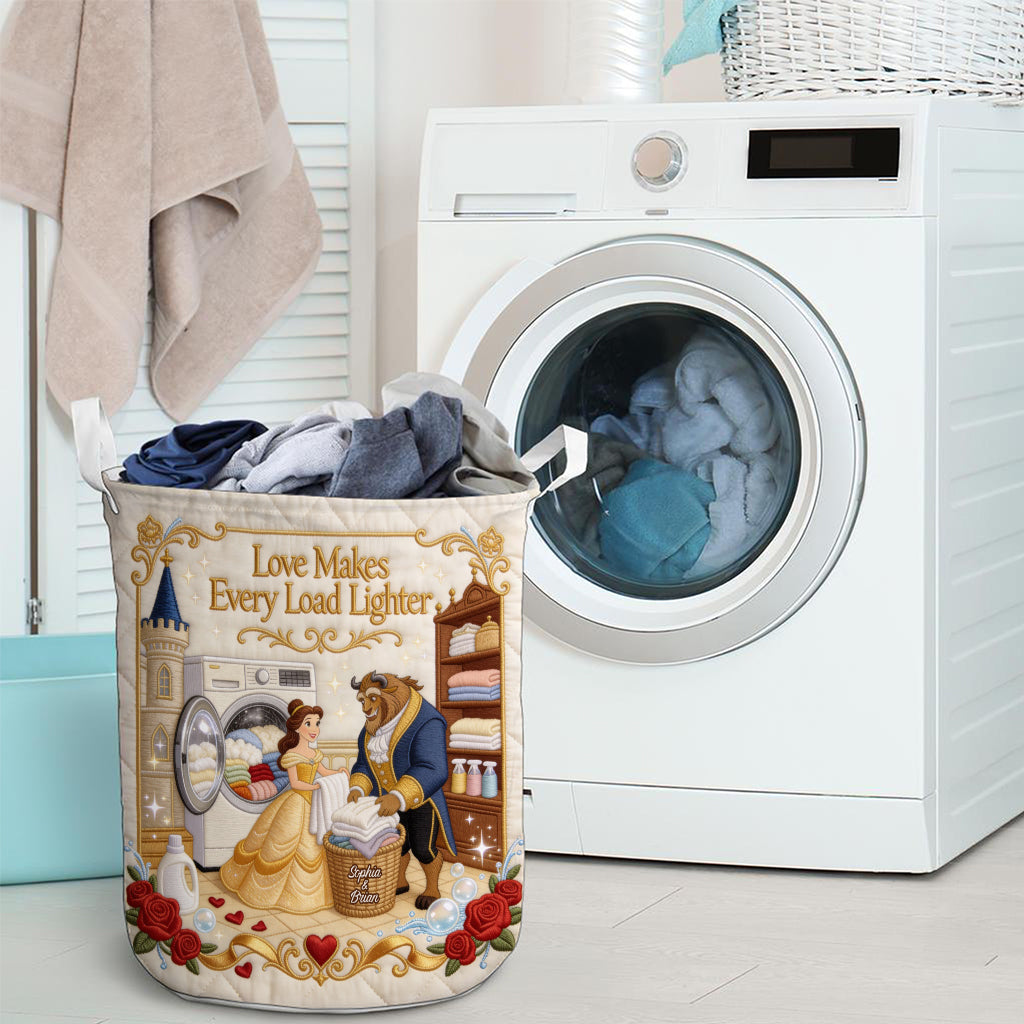Love Makes Every Load Lighter - Personalized Beauty And The Beast Storage Basket