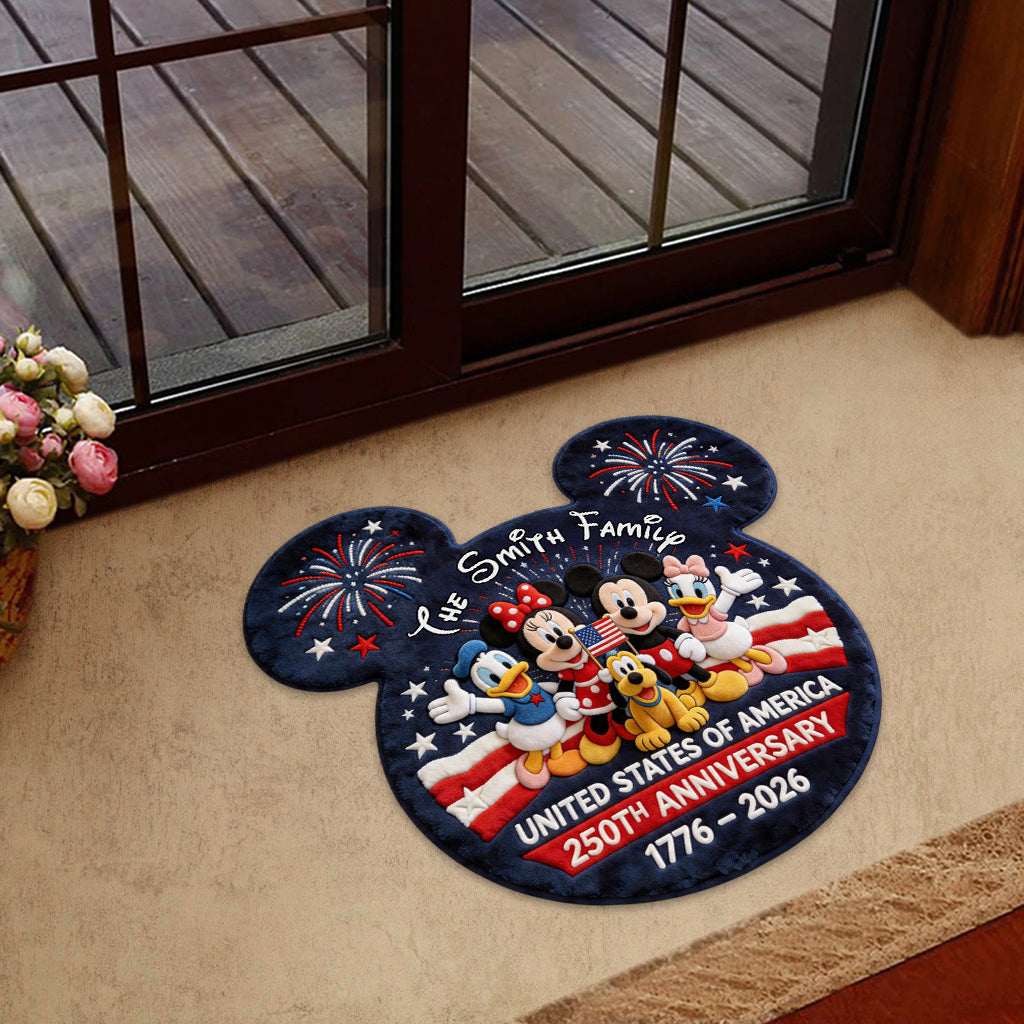 USA 250th Anniversary - Personalized Mouse Shaped Doormat/ Rug