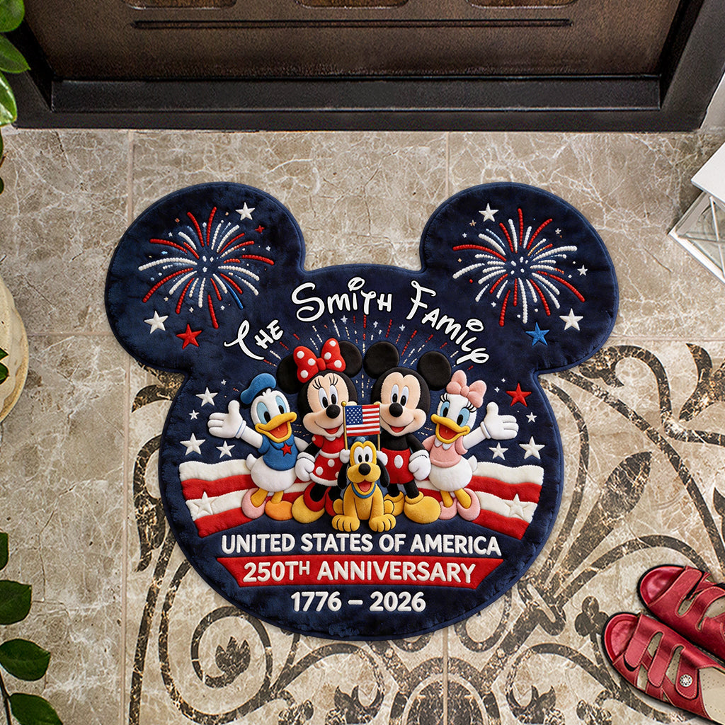 USA 250th Anniversary - Personalized Mouse Shaped Doormat/ Rug