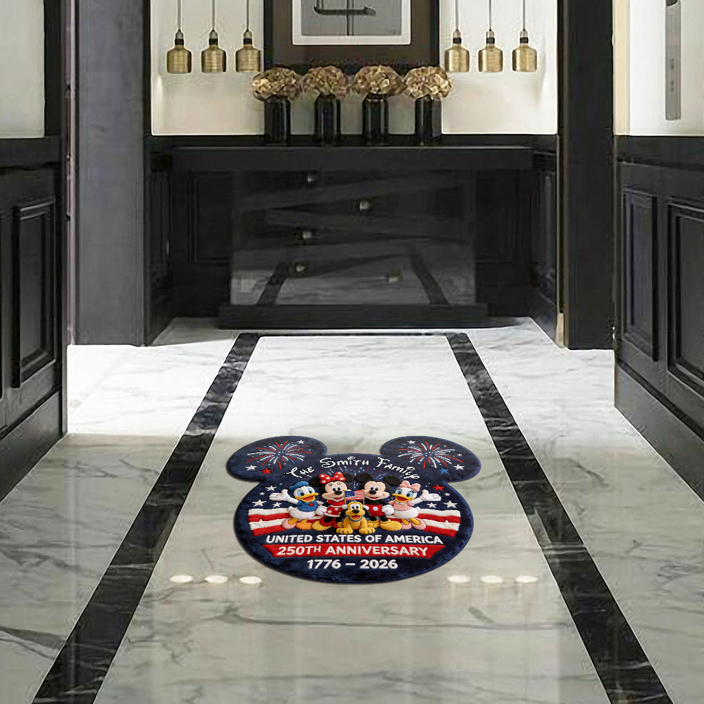 USA 250th Anniversary - Personalized Mouse Shaped Doormat/ Rug