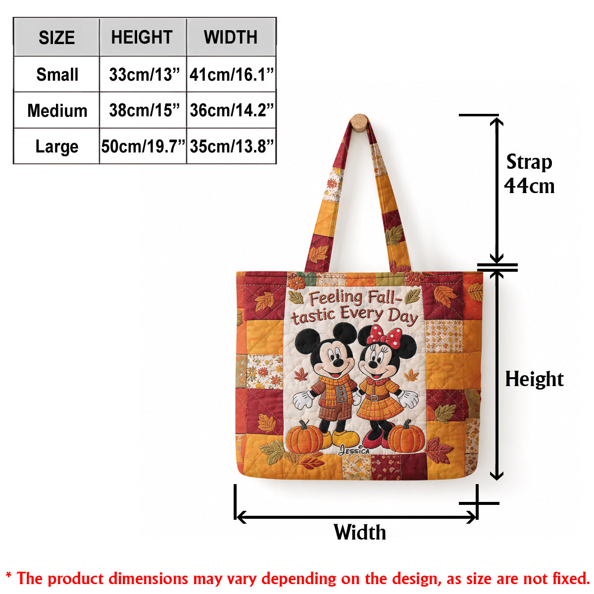 Cartoon Mouse Couple Autumn Vibes - Personalized Mouse Quilted Tote Bag