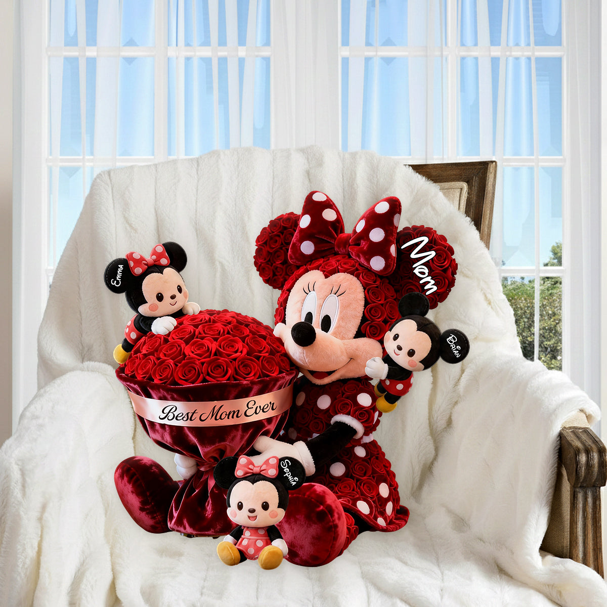 Cute Cartoon Mom - Personalized Mouse Premium Faux Fur Pillow