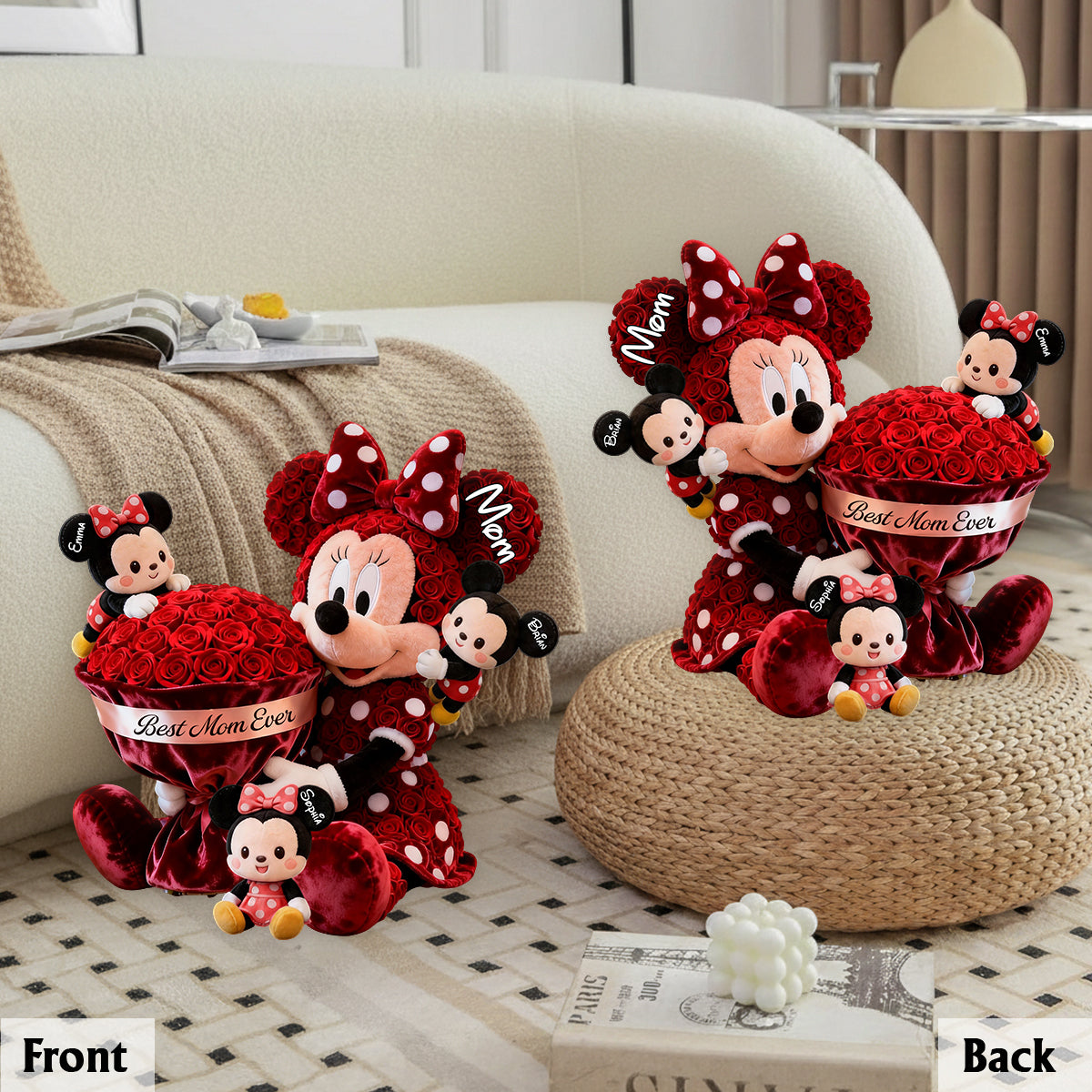 Cute Cartoon Mom - Personalized Mouse Premium Faux Fur Pillow
