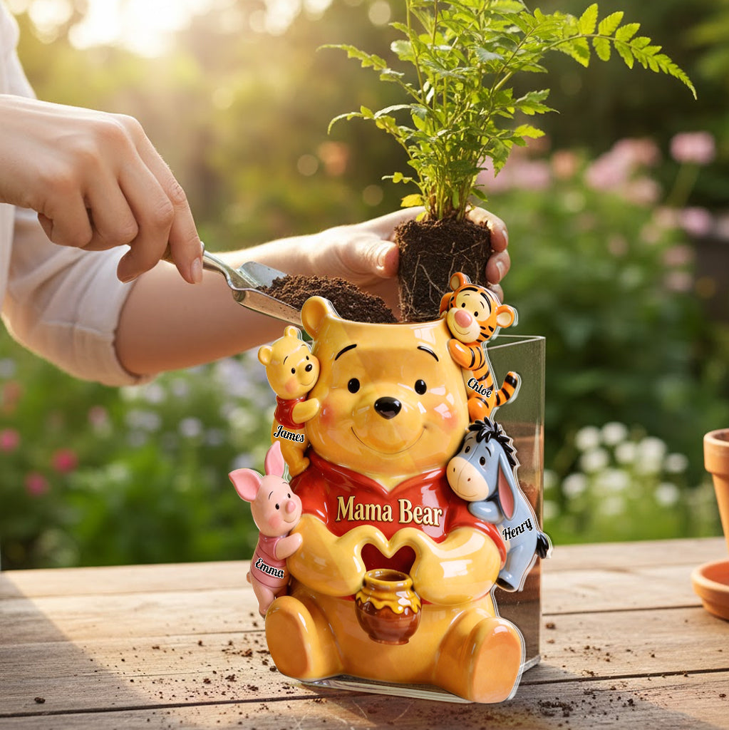 Mama Bear - Personalized Yellow Bear Acrylic Pot