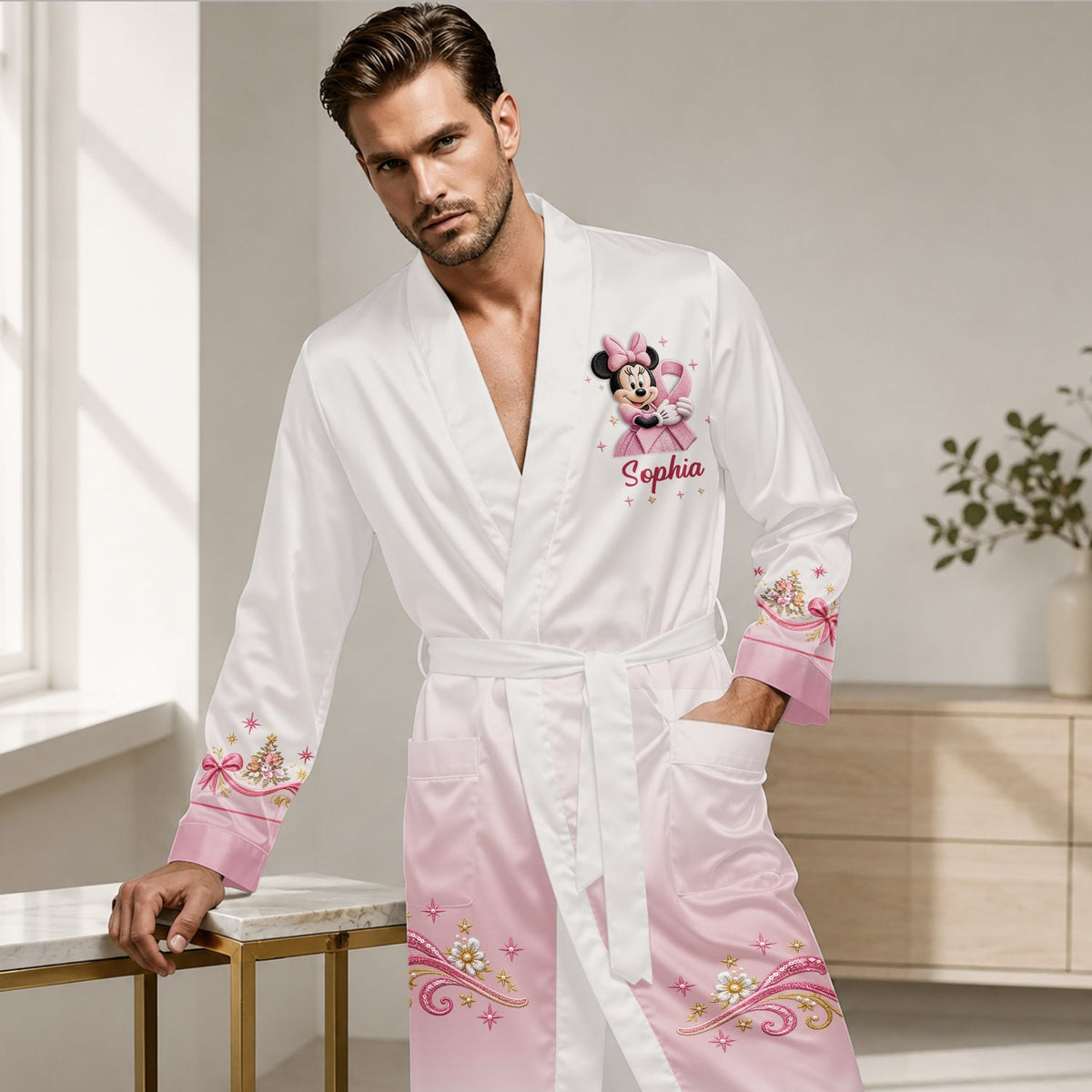 Fight Like A Girl - Personalized Breast Cancer Awareness Satin Robe