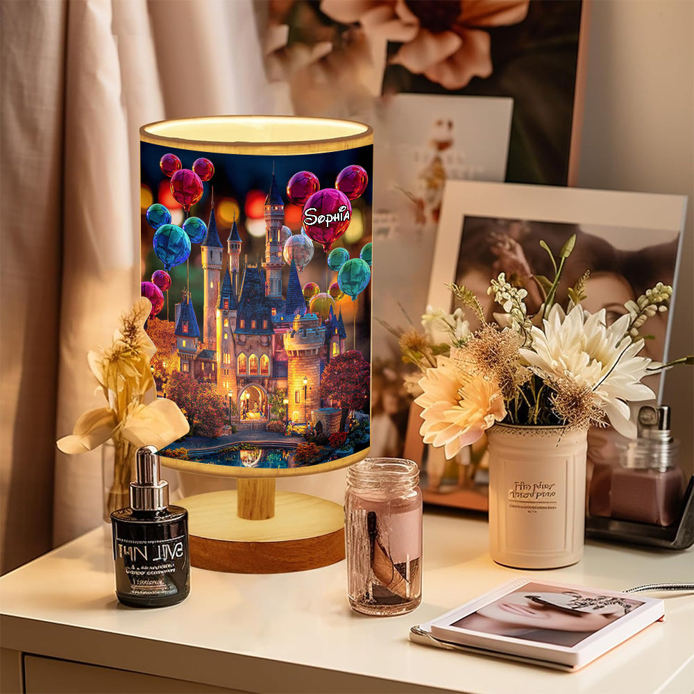 The Magical Castle - Personalized Mouse Table Lamp With Wood Base